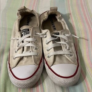 Converse womens. White Sneakers with Red Trim